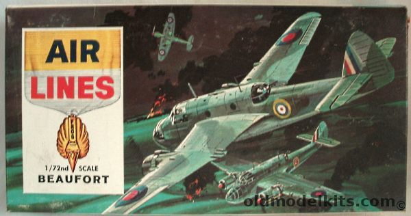 Air Lines 1/72 Bristol Beaufort Mk.II / Mk.VIII Torpedo Bomber (ex-Frog), 7907 plastic model kit